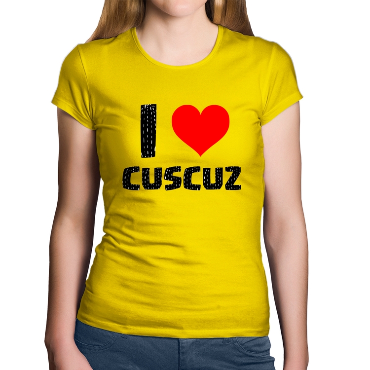 Baby Look Algodão I love cuscuz - Amarela