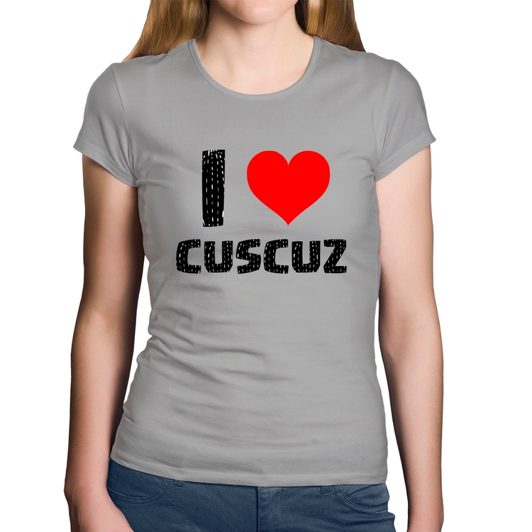 Baby Look Algodão I love cuscuz - Cinza