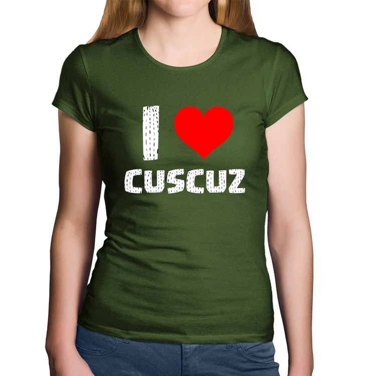 Baby Look Algodão I love cuscuz - Musgo