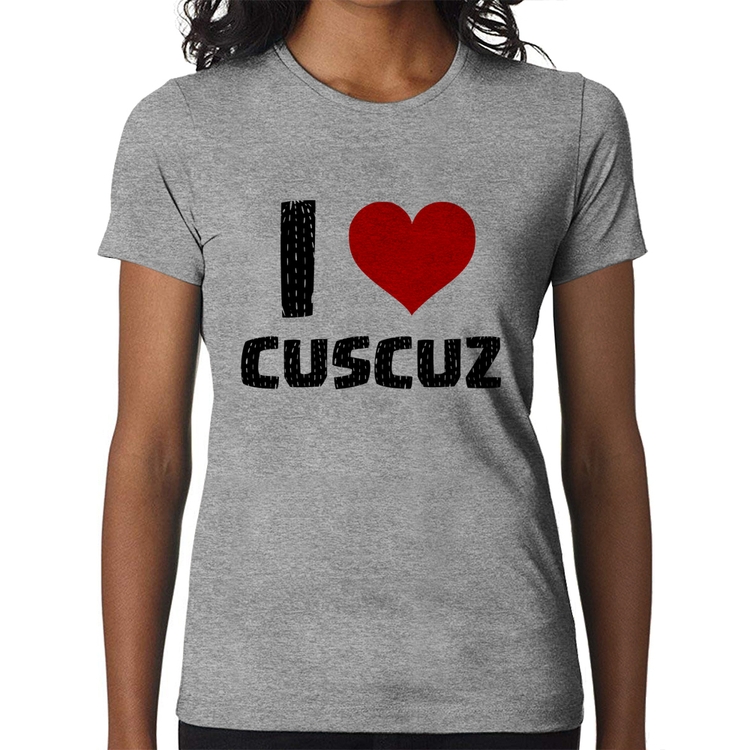 Baby Look I love cuscuz - Cinza