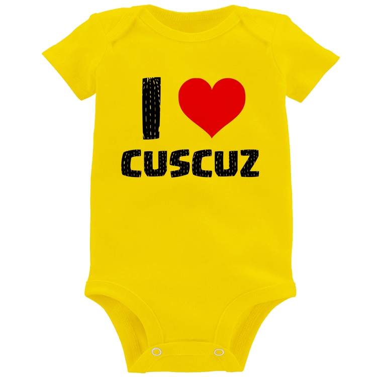 Body Bebê I love cuscuz - Amarelo