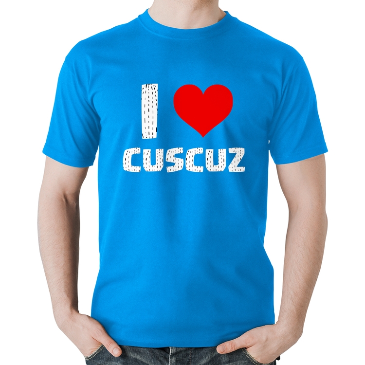 Camiseta Algodão I love cuscuz - Azul