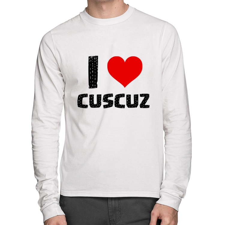 Camiseta Algodão I love cuscuz Manga Longa - Branca