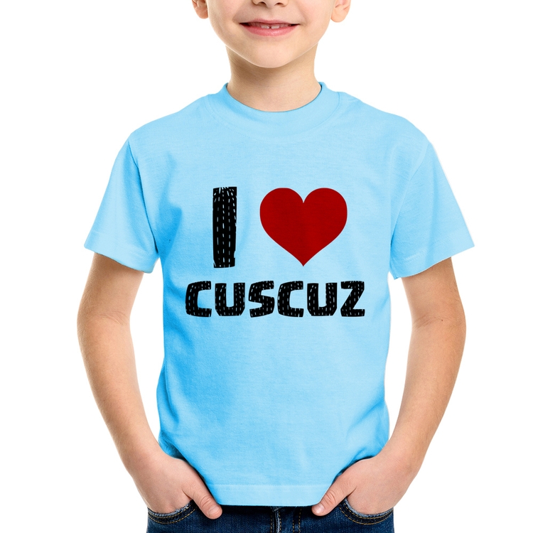 Camiseta Infantil I love cuscuz - Azul Bebê