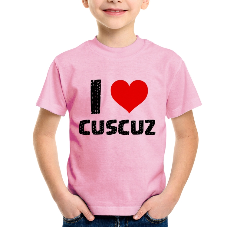 Camiseta Infantil I love cuscuz - Rosa Bebê