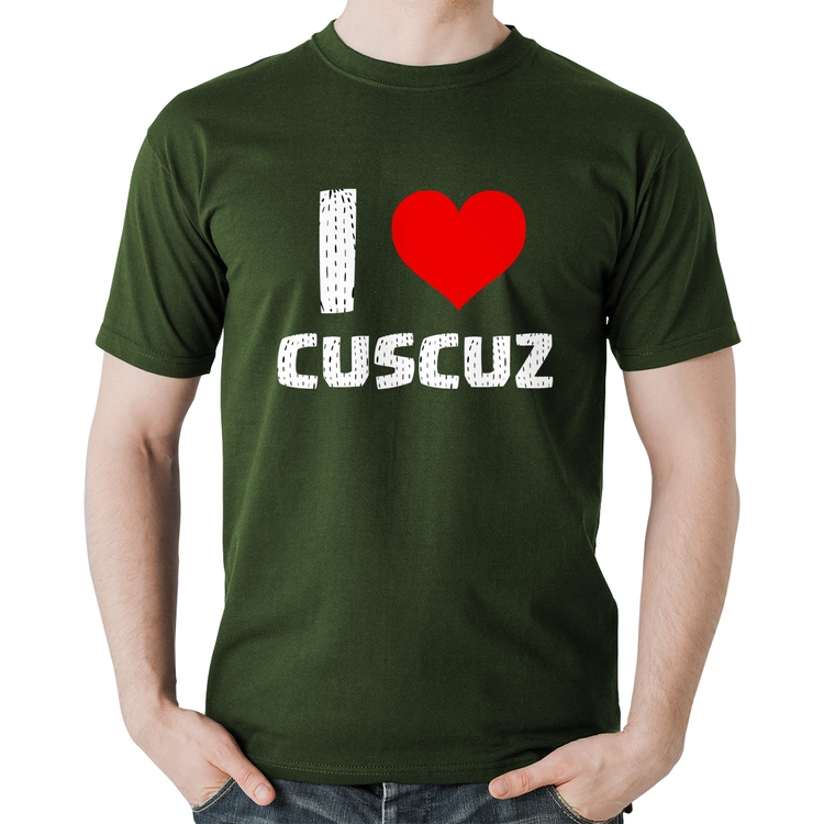 Camiseta Algodão I love cuscuz - Musgo