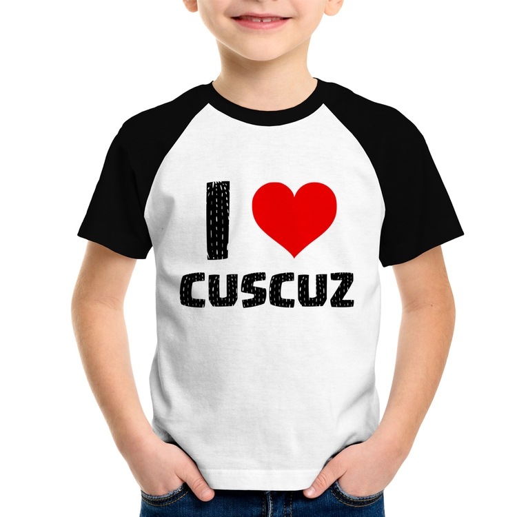 Camiseta Raglan Infantil I love cuscuz