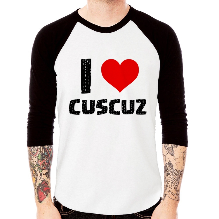Camiseta Raglan I love cuscuz Manga 3/4