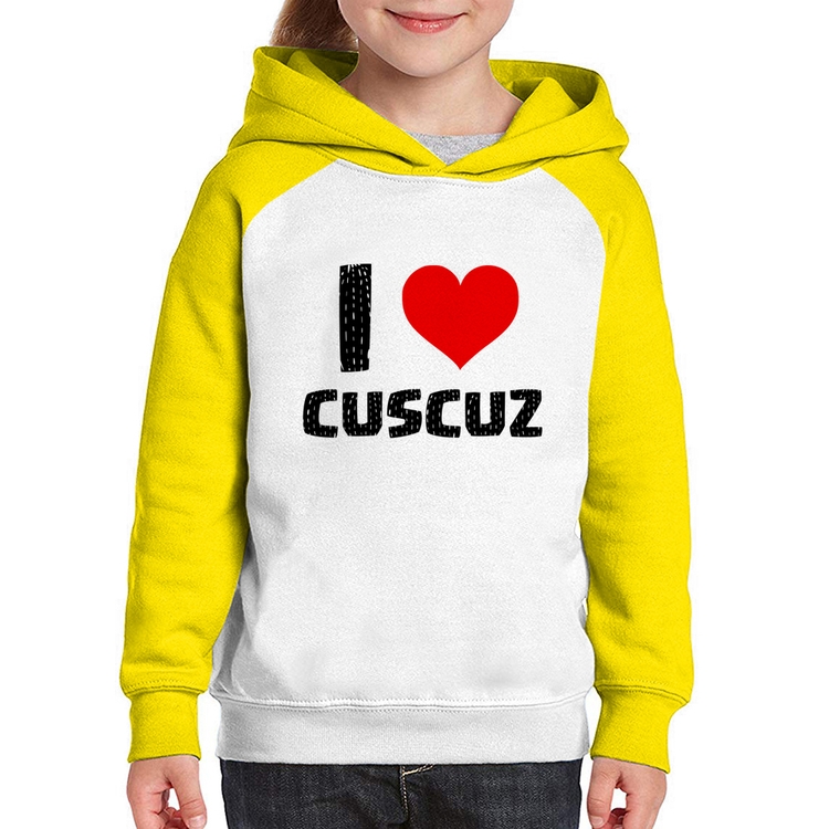 Moletom Infantil I love cuscuz - Branco/Amarelo