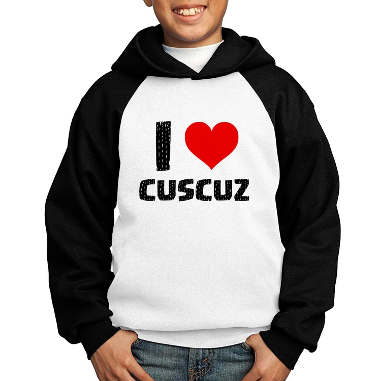 Moletom Infantil I love cuscuz - Branco/Preto