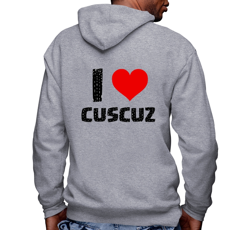 Blusa Moletom I love cuscuz Masculina com Capuz e Zíper - Mescla