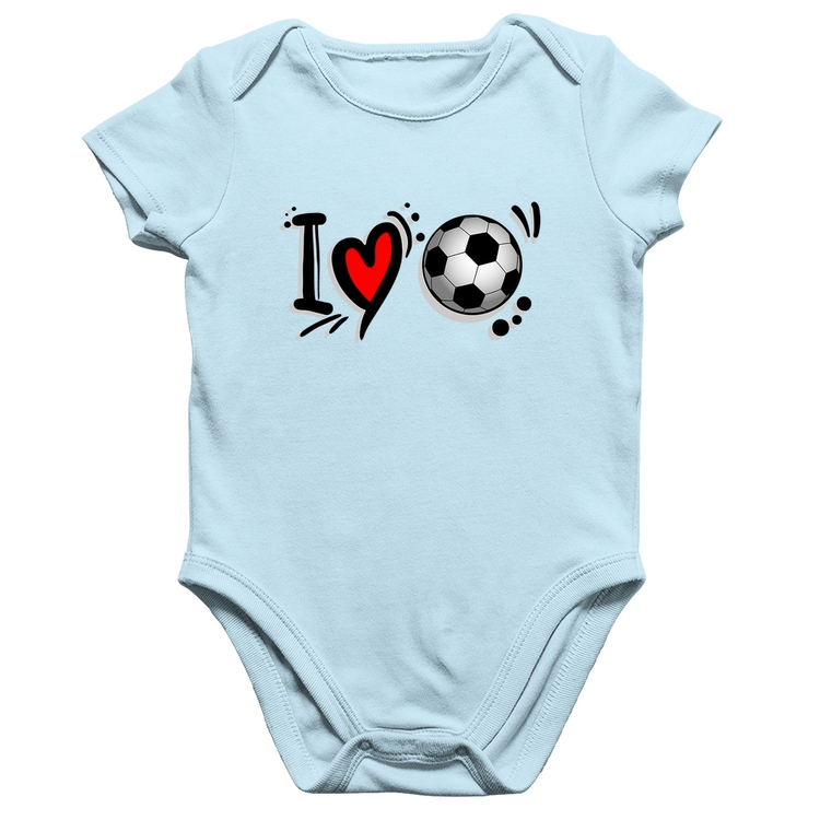 Body Bebê Algodão I Love Futebol - Azul Bebê