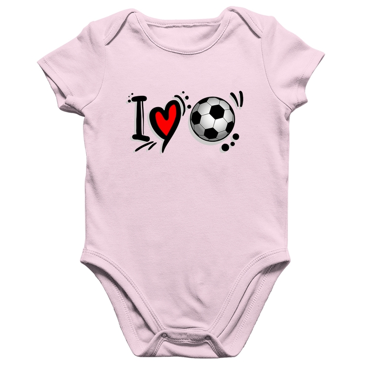 Body Bebê Algodão I Love Futebol - Rosa Bebê