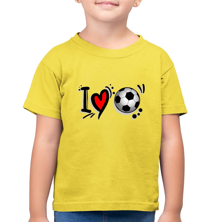 Camiseta Algodão Infantil I Love Futebol - Amarelo Canário