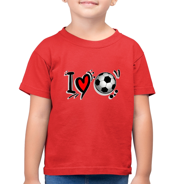 Camiseta Algodão Infantil I Love Futebol - Vermelha