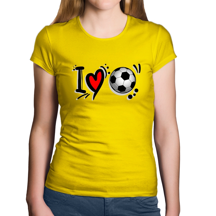 Baby Look Algodão I Love Futebol - Amarela