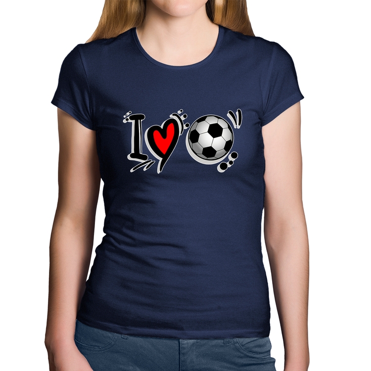 Baby Look Algodão I Love Futebol - Marinho