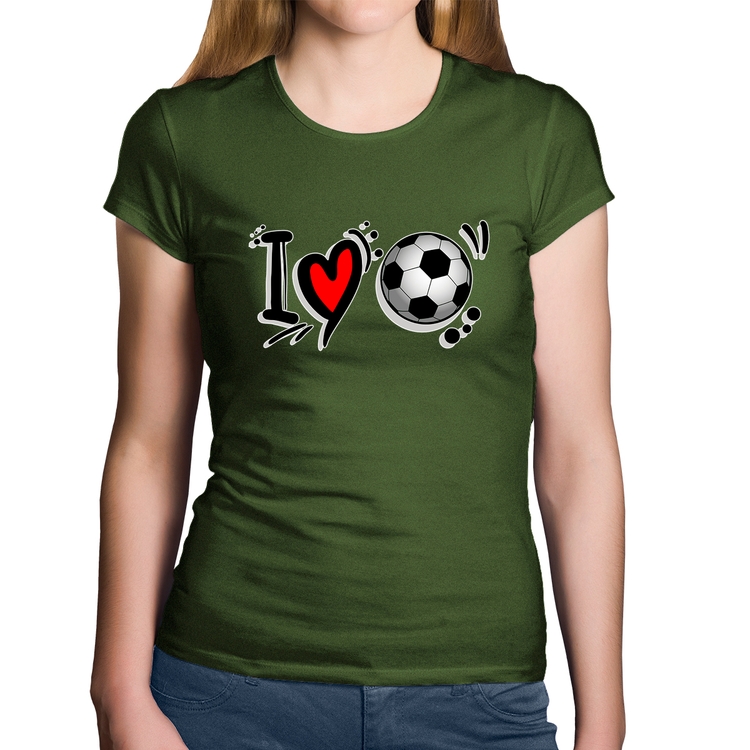 Baby Look Algodão I Love Futebol - Musgo