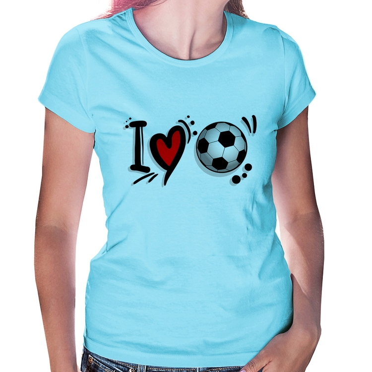 Baby Look I Love Futebol - Azul Bebê