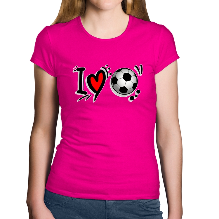 Baby Look Algodão I Love Futebol - Rosa