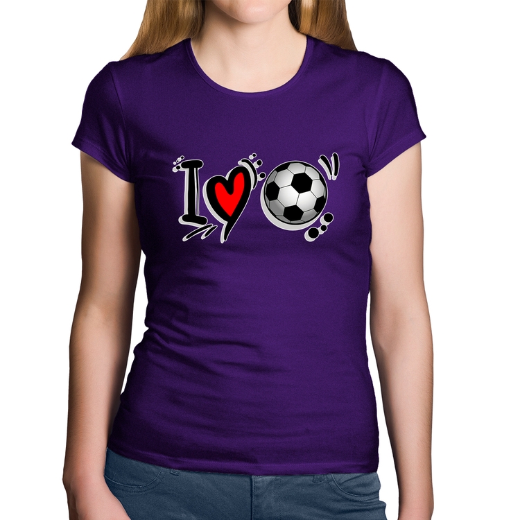 Baby Look Algodão I Love Futebol - Roxa