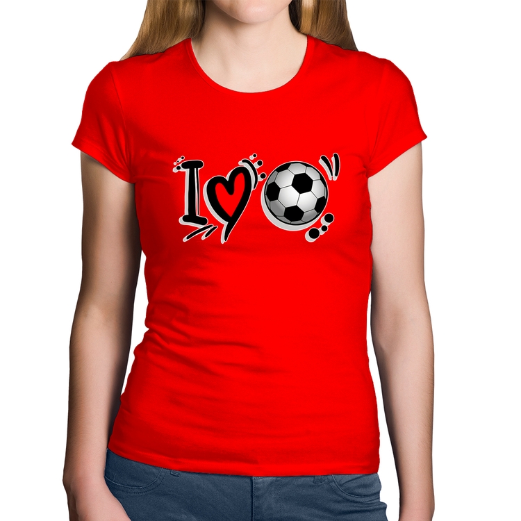 Baby Look Algodão I Love Futebol - Vermelha