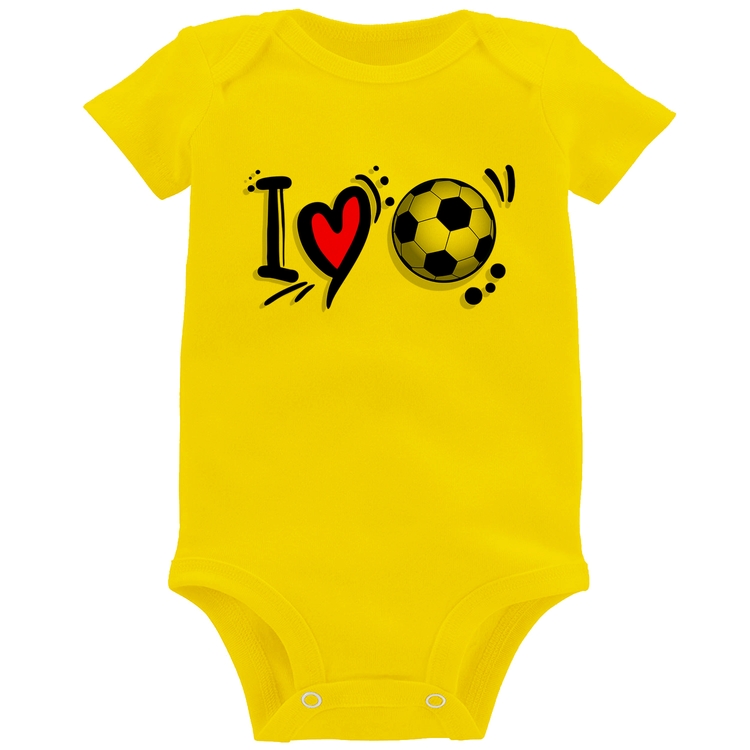 Body Bebê I Love Futebol - Amarelo