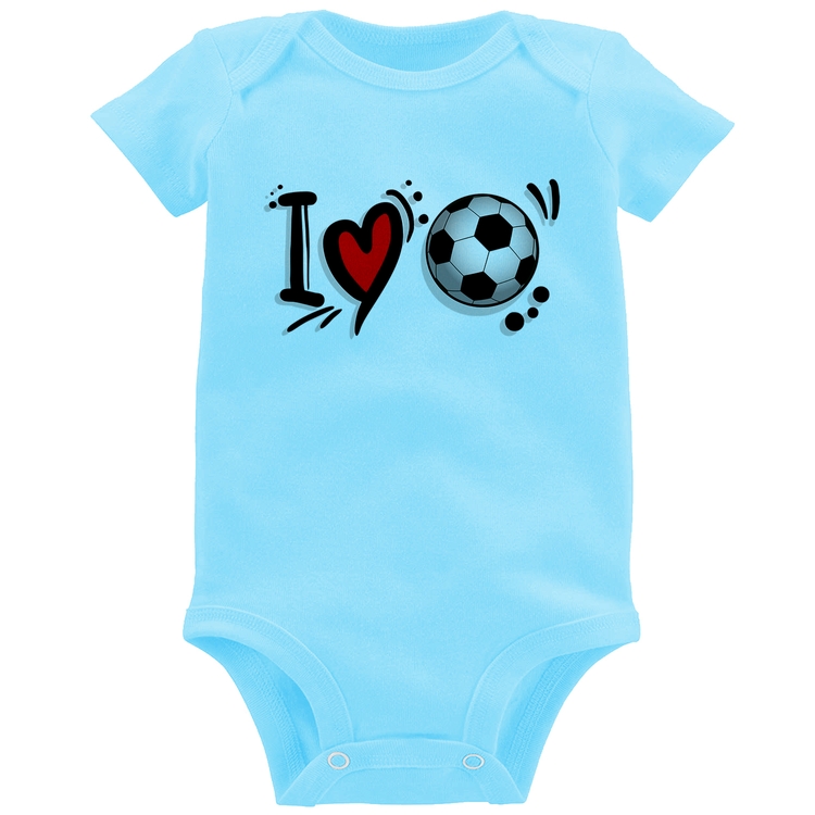 Body Bebê I Love Futebol - Azul Bebê