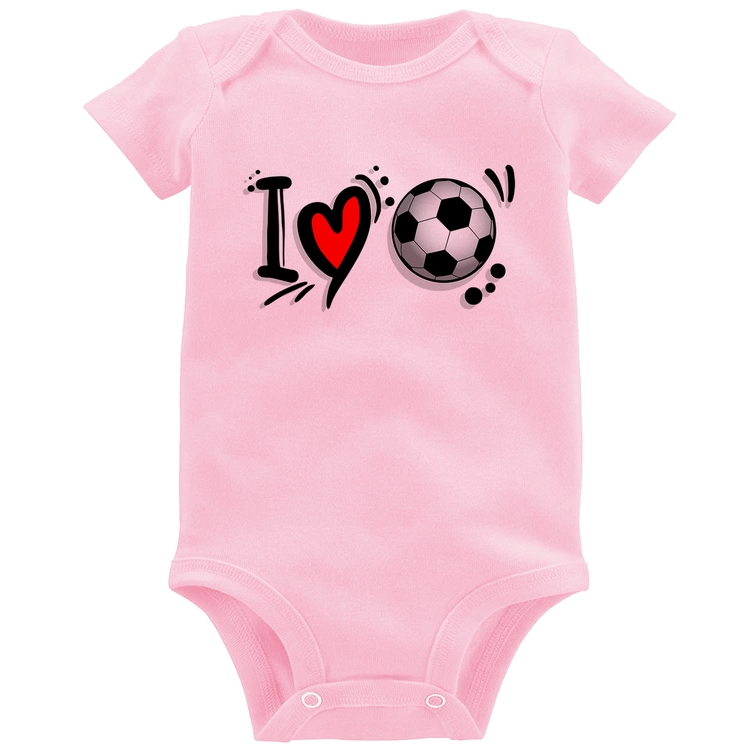 Body Bebê I Love Futebol - Rosa Bebê