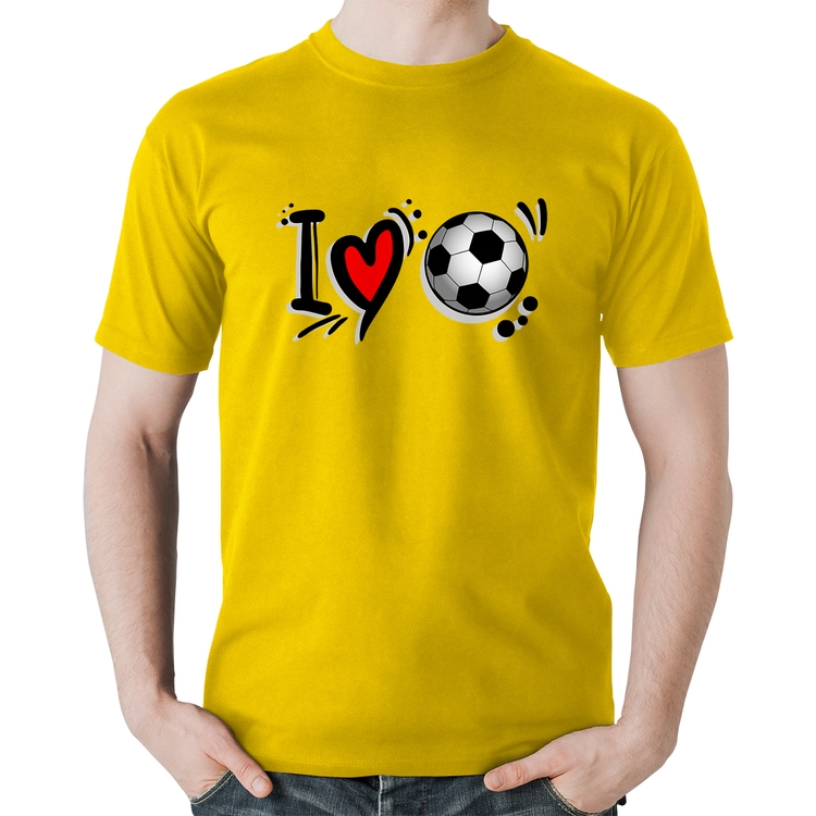 Camiseta Algodão I Love Futebol - Amarela