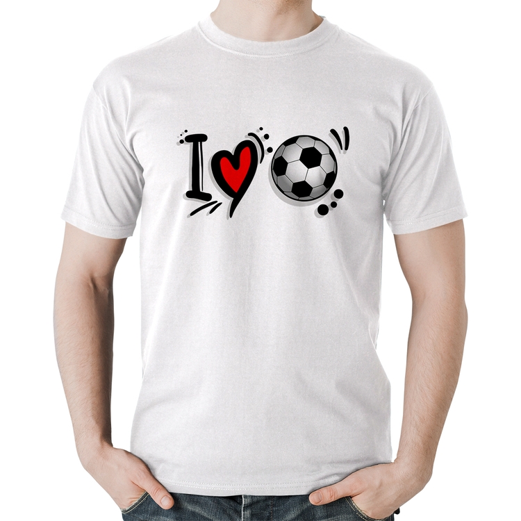 Camiseta Algodão I Love Futebol - Branca