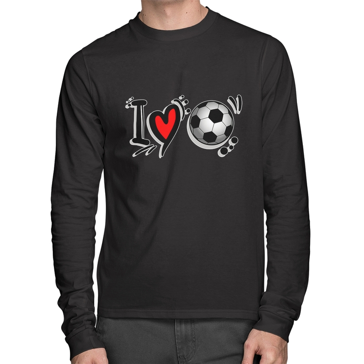 Camiseta Algodão I Love Futebol Manga Longa