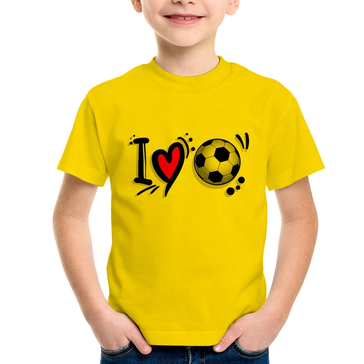 Camiseta Infantil I Love Futebol - Amarela