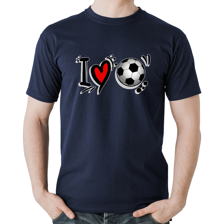 Camiseta Algodão I Love Futebol - Marinho