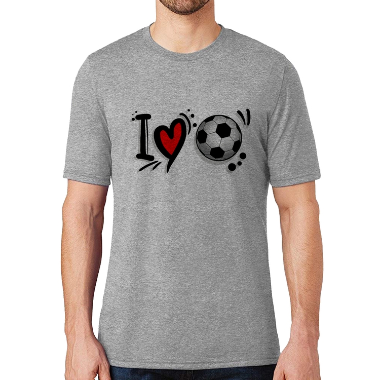 Camiseta I Love Futebol - Cinza