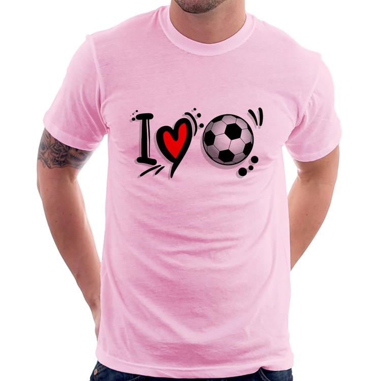 Camiseta I Love Futebol - Rosa Bebê