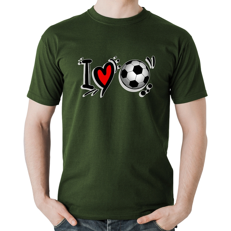 Camiseta Algodão I Love Futebol - Musgo