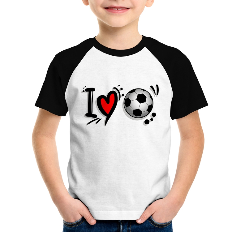 Camiseta Raglan Infantil I Love Futebol