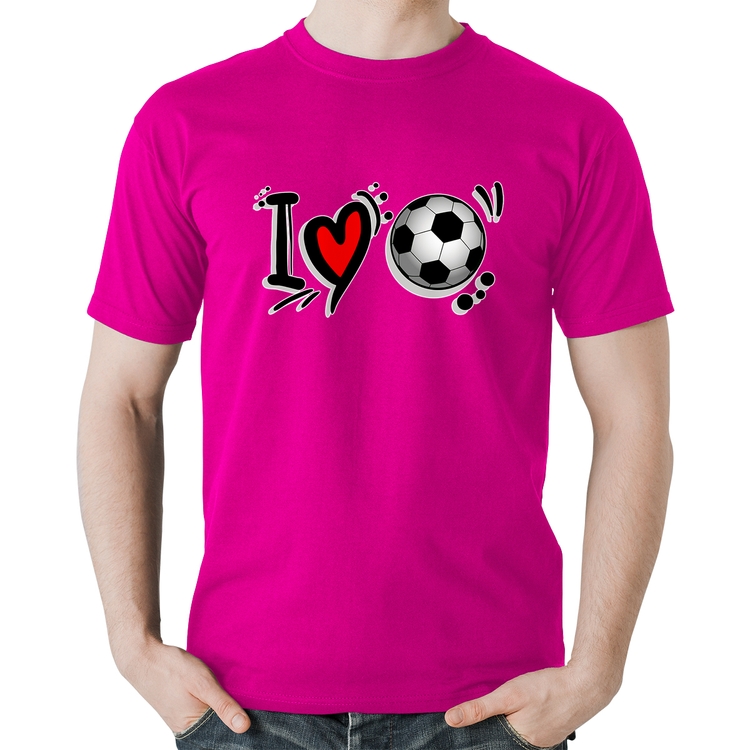 Camiseta Algodão I Love Futebol - Rosa