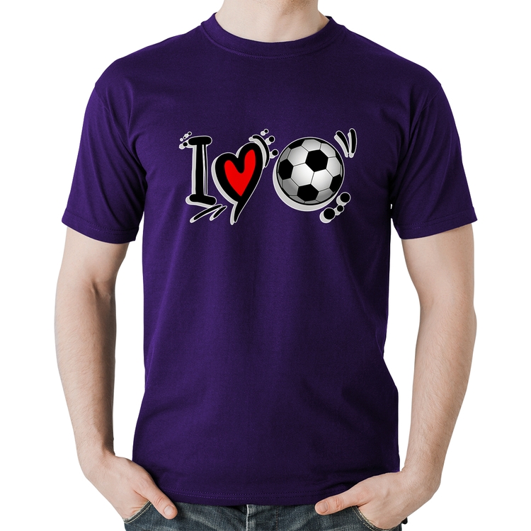 Camiseta Algodão I Love Futebol - Roxa