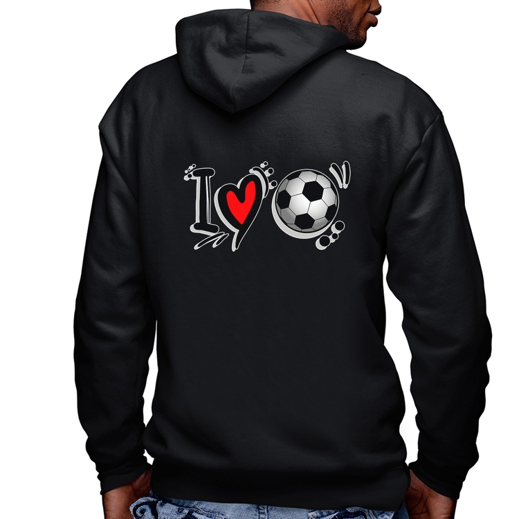 Blusa Moletom I Love Futebol Masculina com Capuz e Zíper