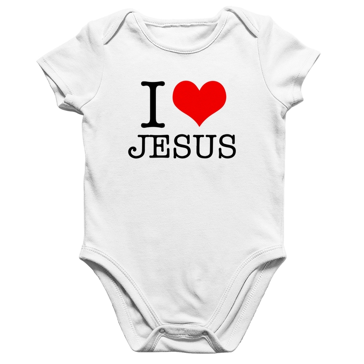 Body Bebê Algodão I Love Jesus - Branco