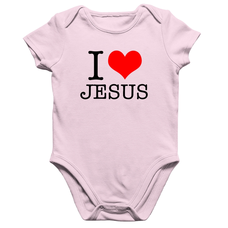 Body Bebê Algodão I Love Jesus - Rosa Bebê