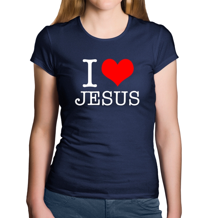Baby Look Algodão I Love Jesus - Marinho