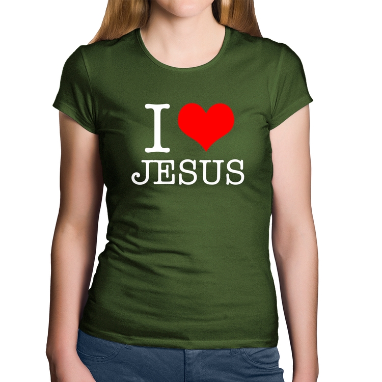 Baby Look Algodão I Love Jesus - Musgo