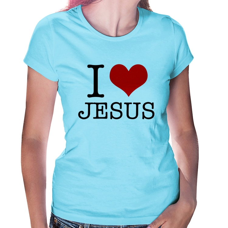 Baby Look I Love Jesus - Azul Bebê