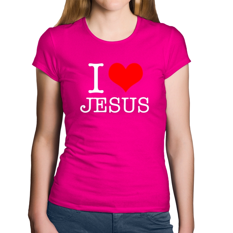 Baby Look Algodão I Love Jesus - Rosa