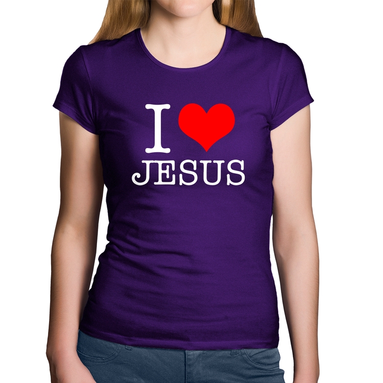 Baby Look Algodão I Love Jesus - Roxa