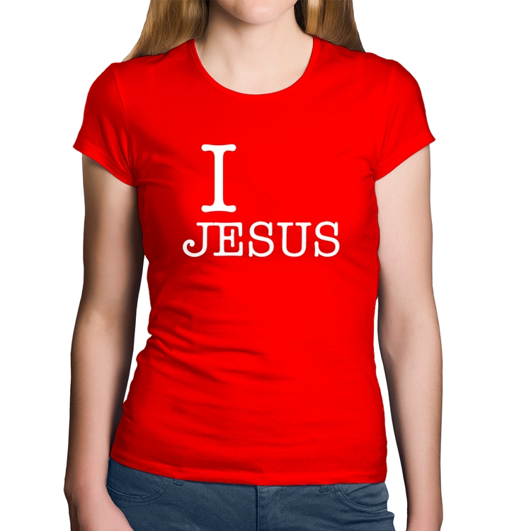Baby Look Algodão I Love Jesus - Vermelha