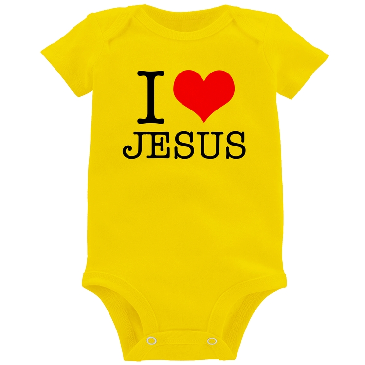 Body Bebê I Love Jesus - Amarelo